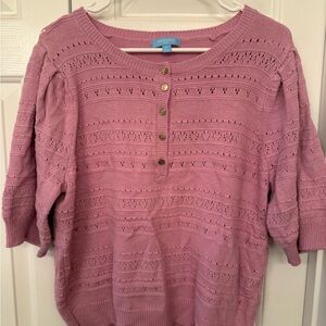 Draper James Pink Knit Sweater with Button Detail
